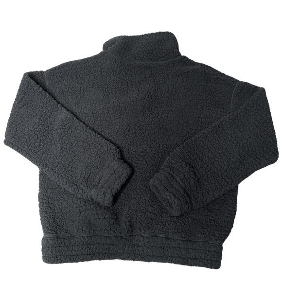 NWOT Aerie 1/4 zip Sherpa pullover sweater, black, oversized, size XS - Picture 2 of 3